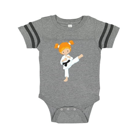 

Inktastic Cute Girl Orange Hair Karate Pose Black Belt Gift Baby Girl Bodysuit