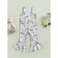 thumbnail image 4 of Suealasg Kids Baby Girls Outfits Western Romper Pants Sleeveless Bull Head Floral Print Long Jumpsuit Bell-Bottoms Pants Toddle Girls Summer Clothes 6M-4T, 4 of 9
