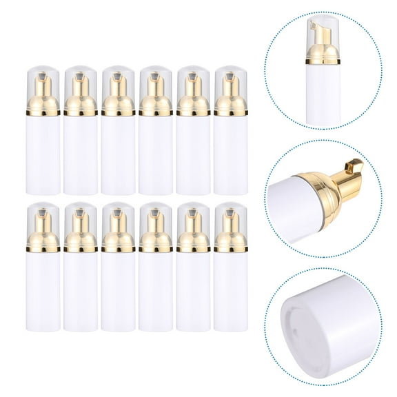 WHAMVOX 12Pcs 30ml Golden PET Foaming Bottles Travel Dispenser for Shampoo Conditioner Lotion
