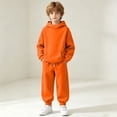 thumbnail image 5 of BRGZLK Girls Sweatsuit Sets Fall Clothes 2026 Casual Comfort Solid Color Long Sleeve Hooded Pollover Sweatshirt and Wide Leg Sweatpants Tracksuit Teen Trendy Clothes Orange 6-7 Years, 5 of 8