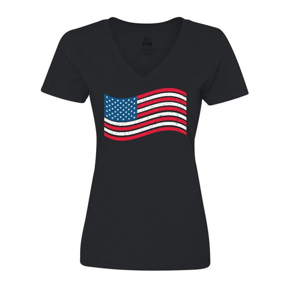 Inktastic Grunge American Flag Women's V-Neck T-Shirt