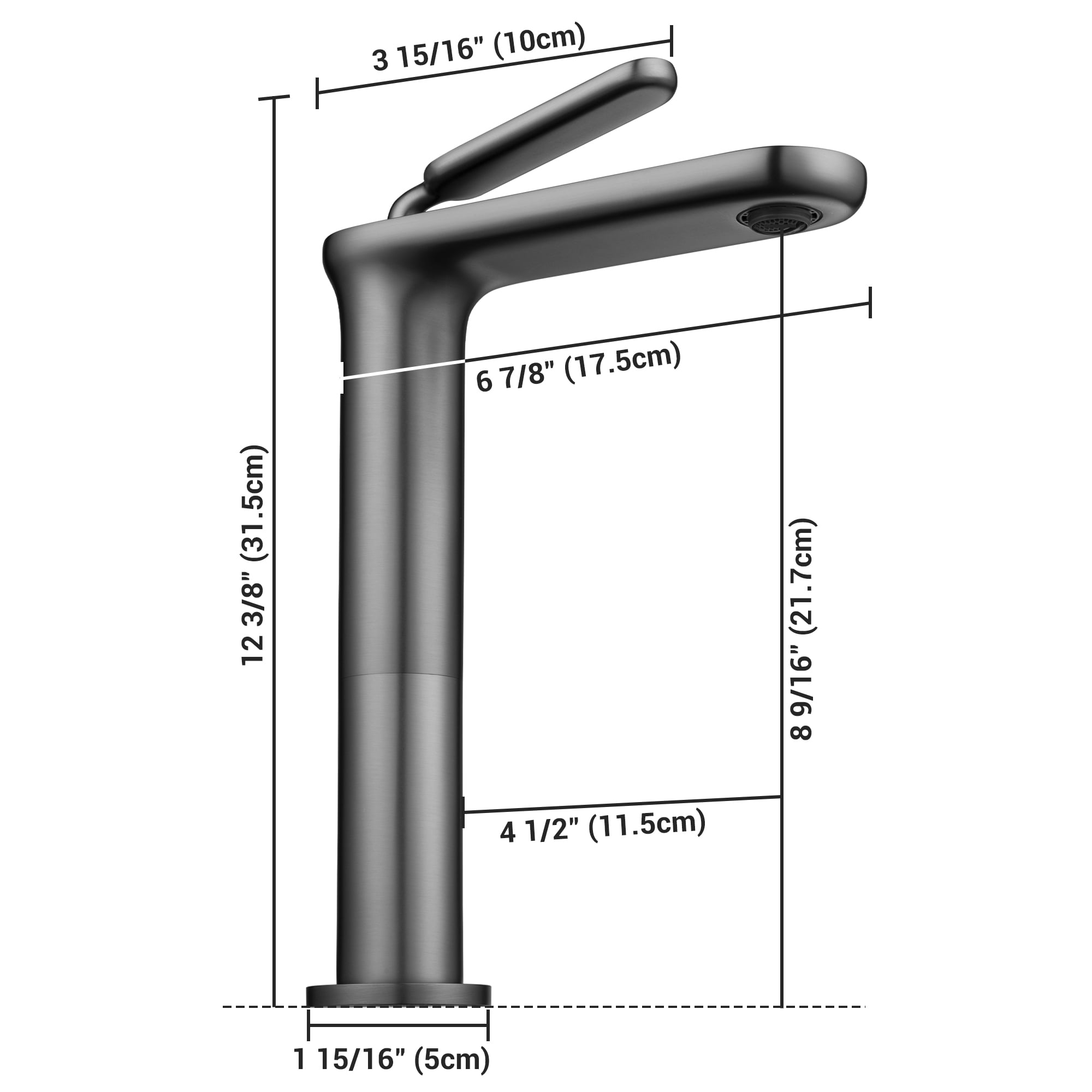 Aquaterior Single Handle Bathroom Vessel Sink Faucet Rv Lavatory Vanity Sink Mixer Tap Grey (CUPC NSF CEC)