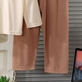 thumbnail image 3 of Linfrsh Toddler Boys 2t Loose Fit Pajamas Toddler Toddler Kids Toddler Girls Boys Soft Comfy Modal Tencel Solid Raglan Sleepwear Pajamas Pjs 2pcs Set(Coffee,11-12 Years), 3 of 4