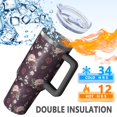 thumbnail image 5 of 40oz Pioneer Flower Floral Print Pattern Insulated Tumbler with Handle, BPA-Free Leak Proof Lid and Straws, Double Wall Vacuum, Hot 12h/Cold 34h, 5 of 6