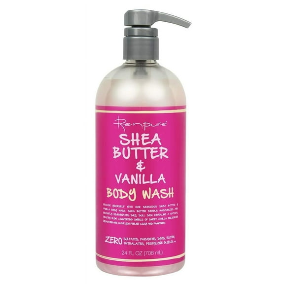 Renpure Body Wash Shea Butter & Vanilla Hydrating 24 Ounce (710ml) (Pack of 3)