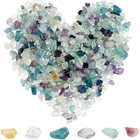 1 Box 400Pcs Genuine Fluorite Chips 5-8mm Long Fluorite Tumbled Chips Irregular Chip Stone Beads Gemstone Semi Precious for DIY Jewelry Making Bracelet Necklace Supplies colorful