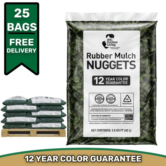 GroundSmart Green Rubber Mulch, 37.5 Cu Ft