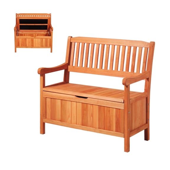 VEVOR Outdoor Storage Bench, 2-Person Wooden Storage Bench, 33 Gallons Deck Box with Side Handle, Supports up to 705 lbs, Outdoor Seating & Porch Decor, for Patio Garden Balcony Yard