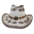 thumbnail image 3 of lionlar Chapeau de Soleil Cowboy Extérieur Chapeau de Plage d'Été pour Randonnée, Extérieur, Vacances, Blanc, 3 of 6