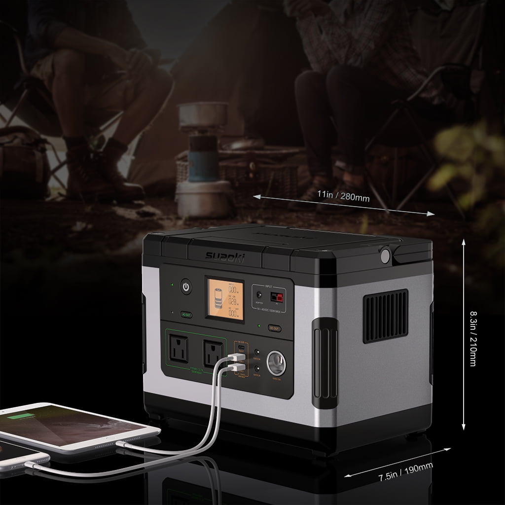 Suaoki G500 Portable Power Station Portable Lithium 500Wh Rechargeable Solar Generator with 300W Pure Sine Wave AC, 12V DC, 12V Car, USB/Type-C Quick