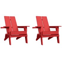 Krikacy Outdoor Folding Adirondack Chair-Set Of 2,with Cup Holder High Back,for patio,Red