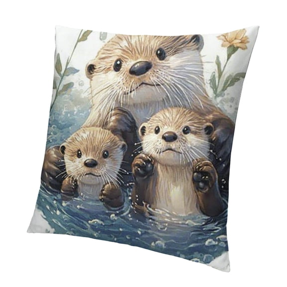 Patifu Just a Girl Who Loves Otters Throw Pillow Covers Gifts for Otter Lovers Women Girls, Decor Pillow Cases for Bedroom Living Room, Pillowcases for Couch Bed 12x12in
