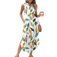 thumbnail image 2 of Taqqpue Womens Summer Maxi Dresses Floral Tropical Print V Neck Sleeveless Dress Flowy Boho A Line Beach Long Sundress, 2 of 9