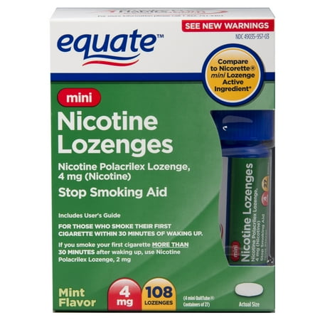 Equate Nicotine Mint Flavor Mini Lozenges 4mg, 108 ct