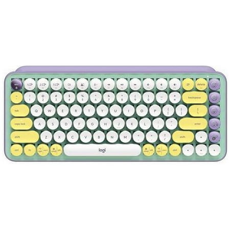 Logitech - POP Keys Wireless Mechanical Tactile Switch Keyboard for Windows/Mac with Customizable Emoji Keys - Daydream Mint (Purple)