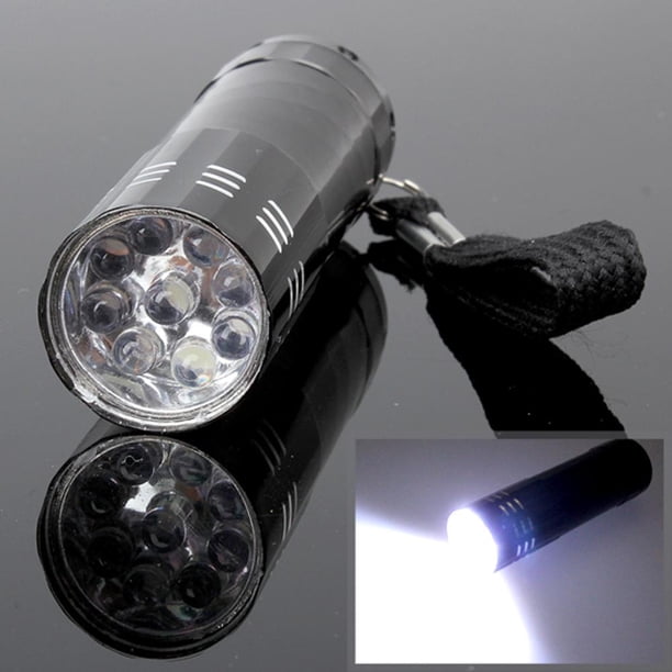 9 LED 3 AAA Luz Mini Linterna Funciona con pilas Pen Torch con cordón