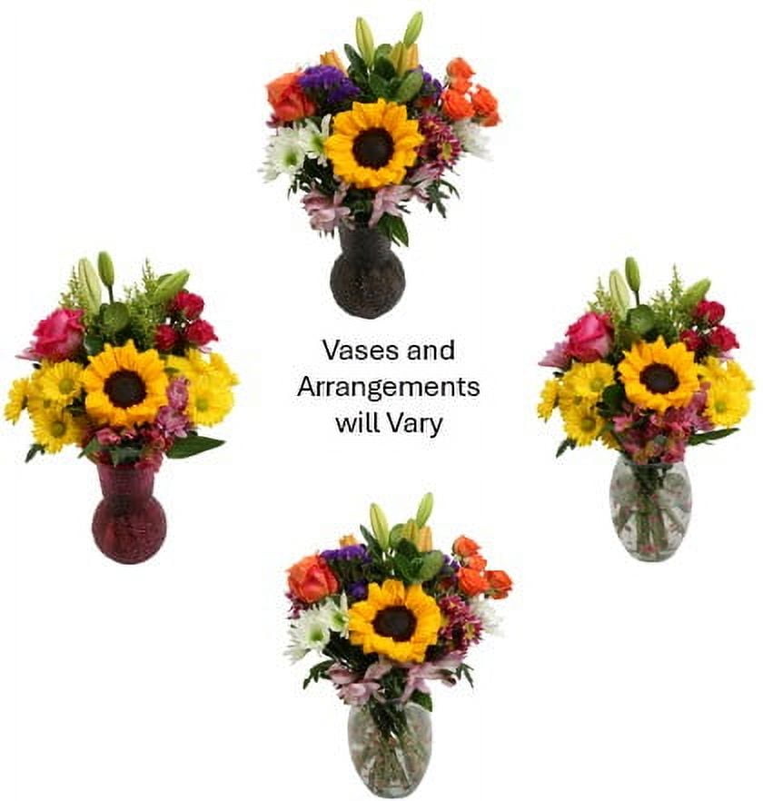 Mixed Flower Bouquet Large with Vase, Colors May Vary