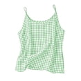 thumbnail image 2 of CYRBOKO Girls Cotton-Linen Tank Tops, Spaghetti Straps Casual Sleeveless Plaid Summer Tops Green Size 9-10 T, 2 of 9
