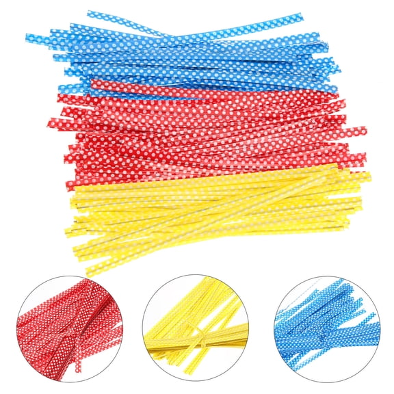 WEAVILUX 300Pcs Pastry Bag Ties Sealing Binding Wires Yellow Cellophane Party Bags Minimalist