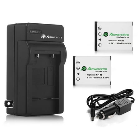 1200mah Li Ion Polymer Battery - Powerextra 2 Pack 1200mAh 3.7v Li-ion Battery and Battery Charger for Fujifilm NP-45 NP-45A NP-45B NP-45S Fujifilm FinePix XP20 XP30 XP50 XP60 XP80 XP90 T350 T400 T500 T560 JX500 JX550