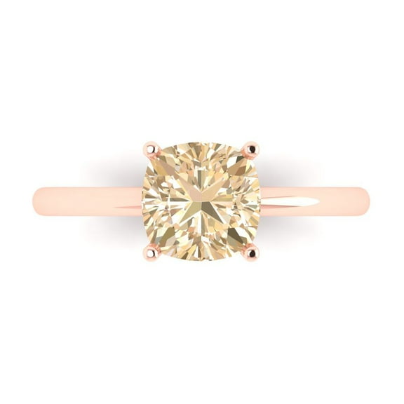 Solitaire Engagement Ring for Women - 2ct Natural Morganite in 14K Rose Gold Promise Ring