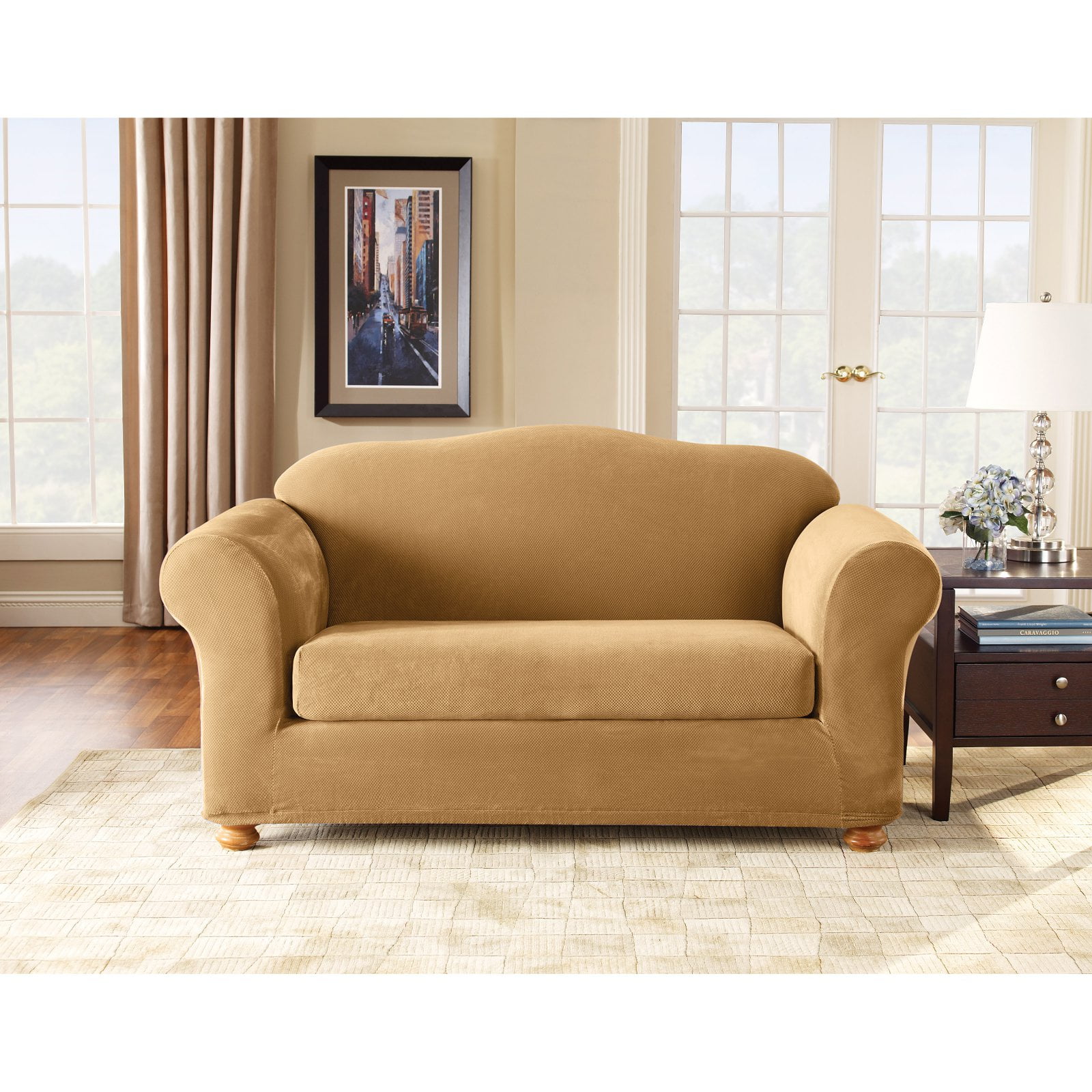 Sure Fit Stretch Pique Two Piece Sofa Slipcover