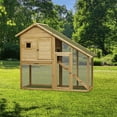 thumbnail image 2 of Pefilos 54" Rabbit Hutch for Indoor, Outdoor Rabbit Cage with Tray, Wood Bunny House Guinea Pig Hutch Chicken Coops, Beige, 2 of 11