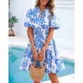 thumbnail image 2 of Vestido BTFBM para mujer, estampado floral, cuello en V, manga corta, volantes, 2 of 9