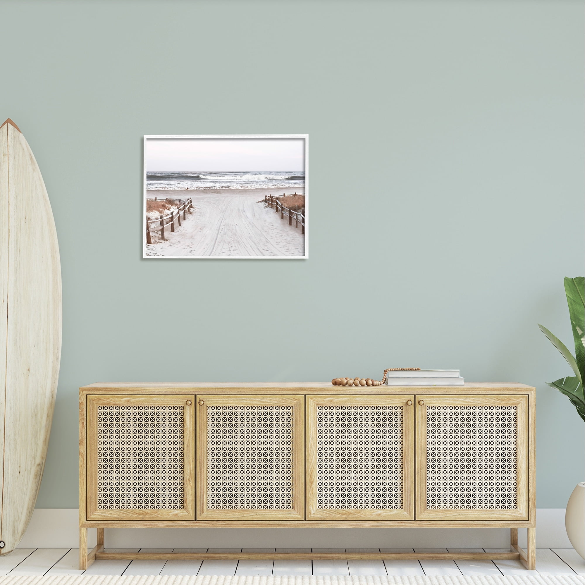 Stupell Industries Beach Waves Splashing Shoreline Foggy Horizon Sand, 30 x 24, Design by Natalie Carpentieri