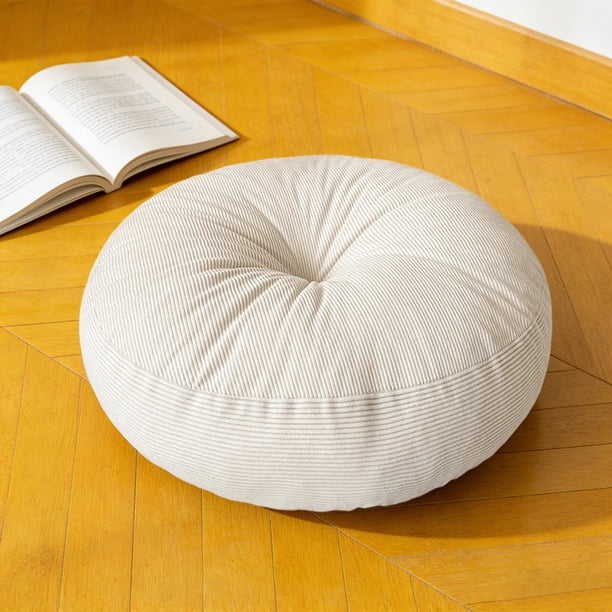 Cojín de pana, almohadilla redonda para el asiento – Almohada suave y antideslizante para el suelo, cómodo asiento para meditación, decoración del salón dormitorio y salón