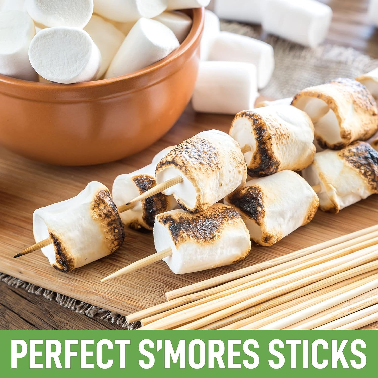 Zulay Kitchen Authentic Bamboo Marshmallow Roasting Sticks for Smores - 40  Extra Long 30 Skewers 
