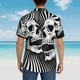 thumbnail image 4 of Balery Psychedelic Skull Illusion Art Camisas hawaianas de manga corta para hombre, camisas playeras de corte holgado, camisas de vacaciones con botones,Medium, 4 of 7