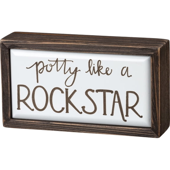 Primitives by Kathy Potty Like A Rock Star Box Sign, Wooden