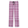 thumbnail image 6 of Txeol Men's Elastic Waist Pj Pants Cotton Lightweight Plaid Lounge Sleepwear Casual Straight Leg Drawstring Pants with Pockets,Purple,L, 6 of 10