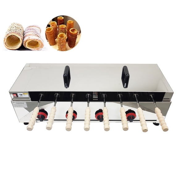 LPG Ice Cream Bread Cone Maker Kurtos Kalacs Oven Baking Machine 220V with 8 Rollers