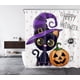 thumbnail image 5 of Juego de cortinas de ducha de calabazas de Halloween, 72.0 x 72.0 in, sombrero de gato de dibujos animados, lunares mágicos, decoración de fiesta, ganchos para cortina de baño incluidos, tela de poliéster impermeable brillar Electrónica, 5 of 5