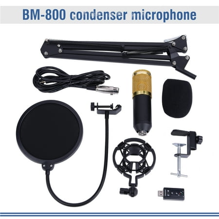 Lv. life BM800 Studio Condenser Microphone Arm Stand Pop Filter Foam Cap Kit Record Accessory,Condenser Microphone Kit, Studio Condenser