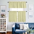 thumbnail image 2 of Yellow Striped Kitchen Curtains Sets for Windows 24 Inch Length, Modern Simple Farmhouse Beige Vintage Rod Pocket Window Treatments Tier Curtains and Valances Set for Bedroom/Bathroom, 2 of 8