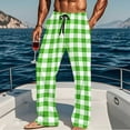 thumbnail image 2 of Xcmzpl Mens Pajama Pants Cotton Lightweight Plaid Sleep Lounge Pants Elastic Waist Drawstring Baggy PJ Bottoms with Pockets, 2 of 7