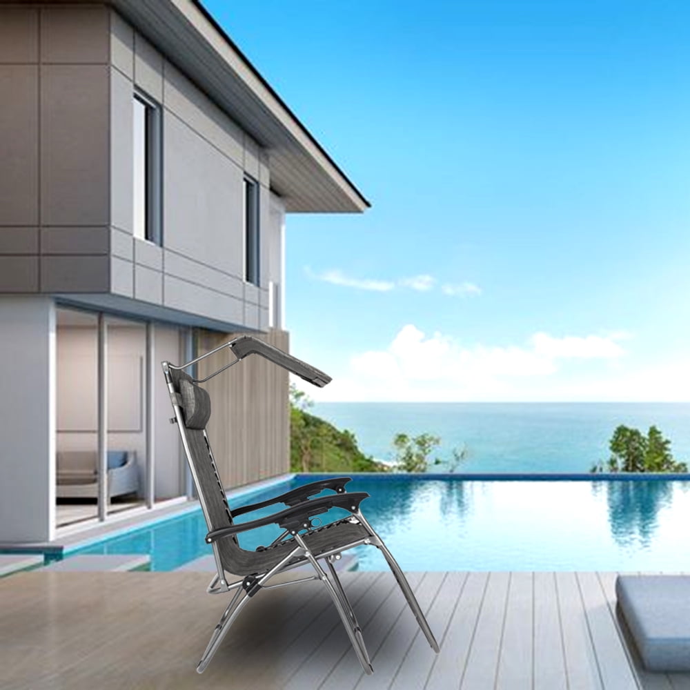 Kepooman Zero Gravity Chair Lounge Chair, Portable Folding Chairs for Sun Bath, Lawn & Patio Chair, Folding Beach Chair with Awning Leisure, Gray Kepooman Zero Gravity Chair Lounge Chair, Portable Folding Chairs for Sun Bath, Lawn & Patio Chair, Folding Beach Chair with Awning Leisure, Gray