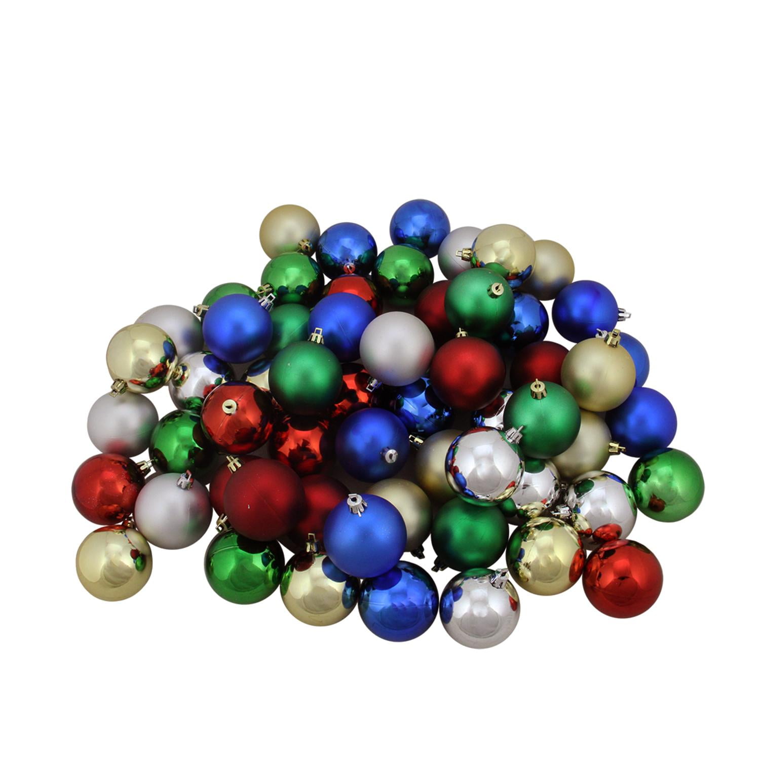 96ct Traditional MultiColor Shiny & Matte Shatterproof Christmas Ball Ornaments 1.5" (40mm