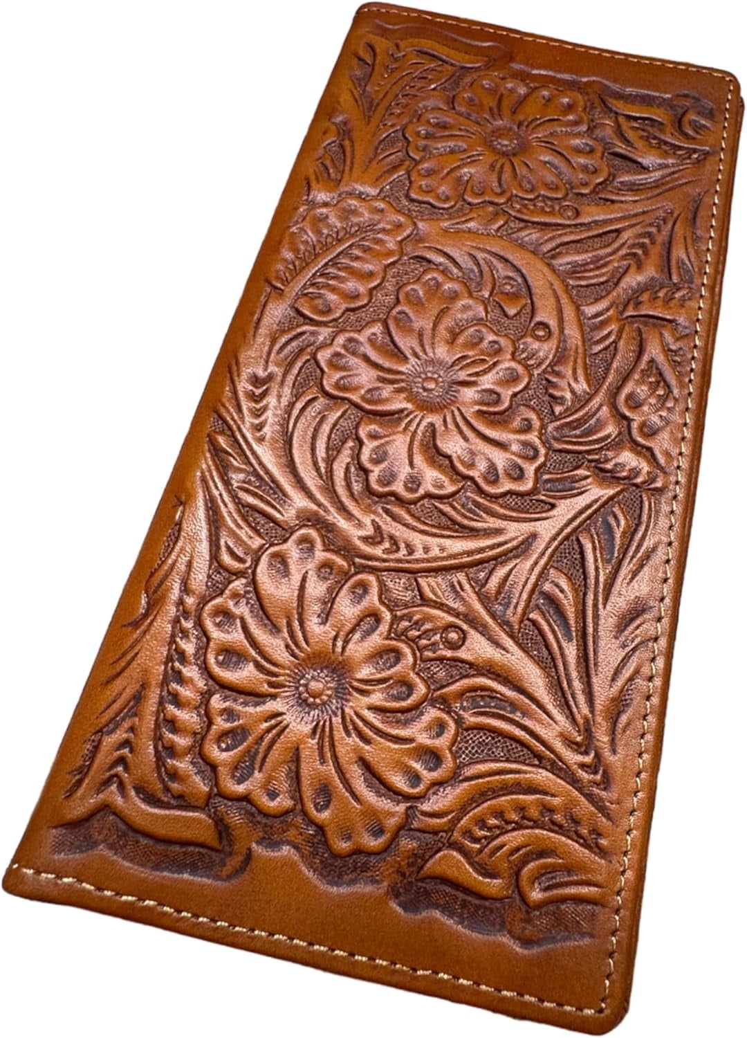 West Star Texas Checkbook Wallet – Genuine Leather Bifold With Cow Hair, 13 Card Slots
