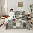 thumbnail image 4 of Feelyou Grey Buffalo Square Queen Comforter Set for Men, Patchwork Checkered Bedding Sets, Vintage Fashion Theme Reversible Bedding Comforter Set, Ultra Soft Bedroom Decor, 3-Piece, 4 of 8