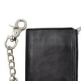 thumbnail image 5 of Genuine Leather Men's Biker Long Chain Trifold Black Wallet, 5 of 7