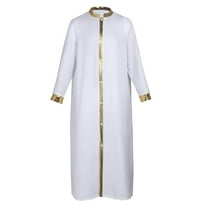 ZQUUVOU Mens Halloween Choir Clothes Robe Gentleman Clergy Priest Baptism Officiant Cloak Medieval Unisex Role Playing Outfits White