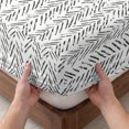 thumbnail image 3 of Twin XL Size Fitted Sheet Set - White Black Striped 2 Piece Bedding Sets 16" Deep Pocket Fitted Sheet with 1 Pillowcases, Abstract Modern Art Irregular Stripe Brushed Microfiber Hotel Bed Sheets, 3 of 9