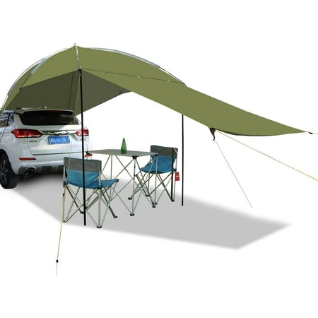 REDCAMP Waterproof Car Awning Sun Shelter, Portable Auto Canopy Camper Trailer Sun Shade for Camping, Truck, SUV, Vehicle,Green
