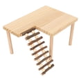thumbnail image 3 of Plataforma de escalada para hámster de 2 capas, de madera natural, con escalera, 3 of 15