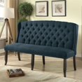 thumbnail image 2 of Furniture of America Sinuata Fabric Tufted 3-Seater Loveseat Bench in Blue, 2 of 3
