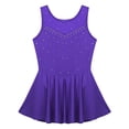 thumbnail image 3 of Vxuxlje Kids Girls Ice Skating Sparkle Diamond V-shaped Sheer Tulle Splice Leotard A-line Dress for Violet 16, 3 of 7